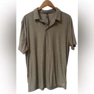Vuori Polo Shirt Strato Tech Men’s Large Brown Gray Performance Short Sleeve